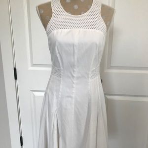 Rebecca Taylor White/Off White Pleated Midi Dress